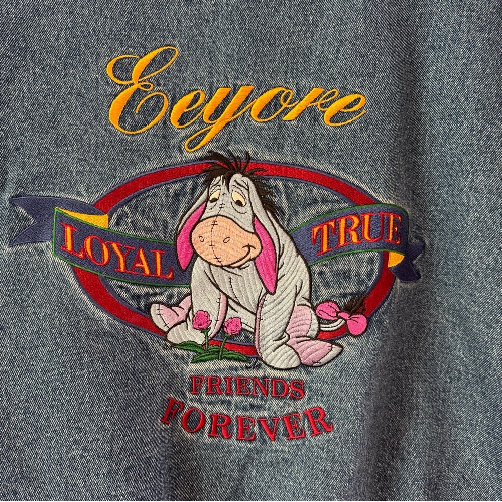 Rare 90S‎ Vintage Disneyland Winnie The Pooh Eeyore Embroidery Denim Stadium Y2K - Picture 8 of 8